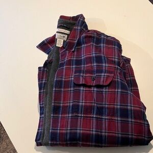 L.L. Bean Men's Red and Blue Plaid Shirt Jacket